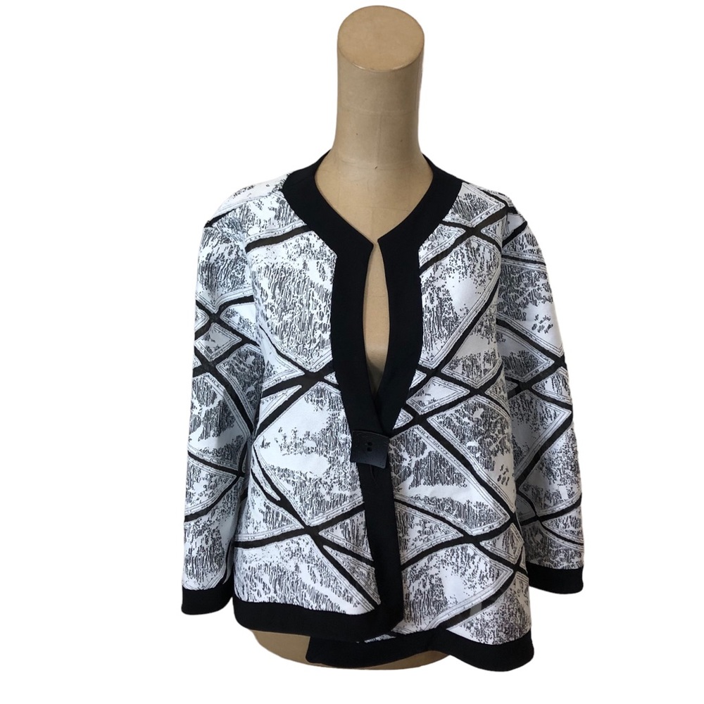 Joseph Ribkoff Black-White Jacket Style 184800 Size 10